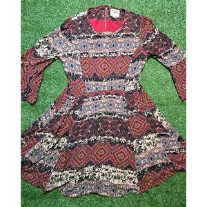 Holding Horses Ima Print Dress Bell Sleeve Pockets 'Multi-Color' (Women's M)